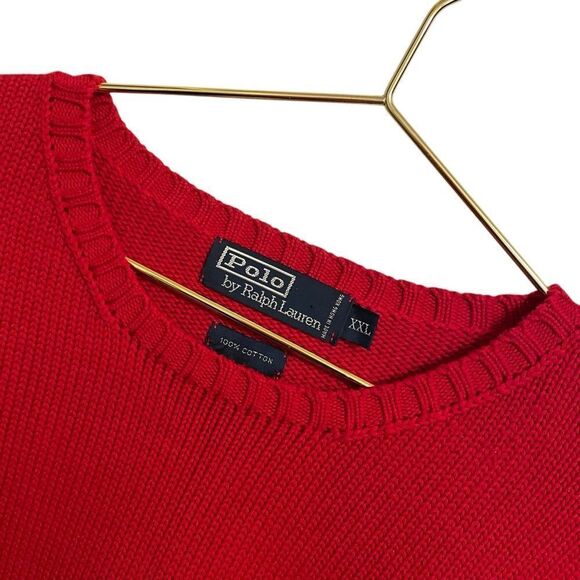 Polo by Ralph Lauren Red Cotton Crewneck Sweater XXL - Picture 2 of 7